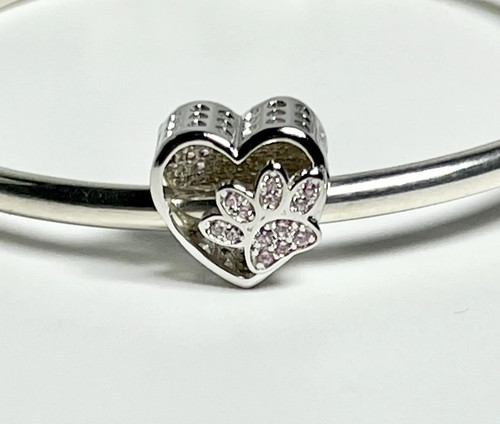 Paw print heart charm - 💜paw,