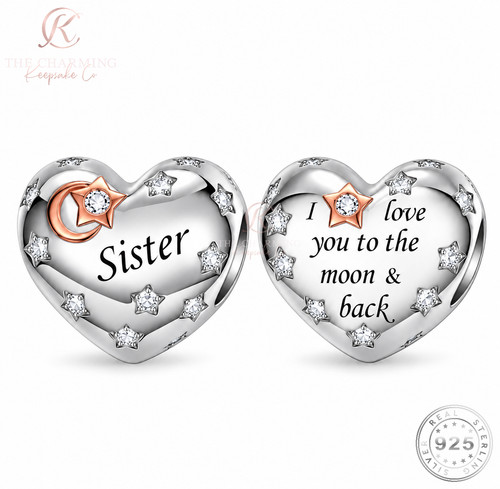 Sister heart charm silver - heart,